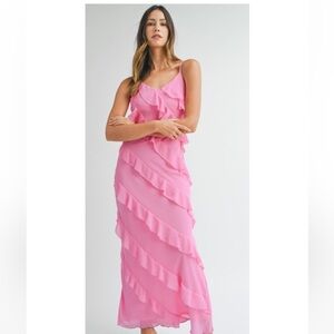 Pink Ruffled Maxi Dress